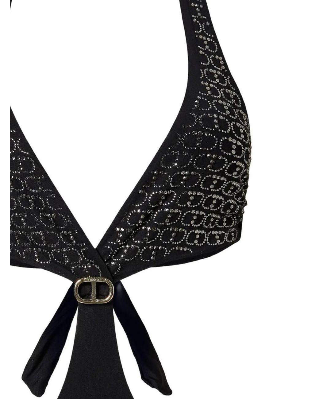 Twinset White Trikini Oval Rhinestone One-Pieces