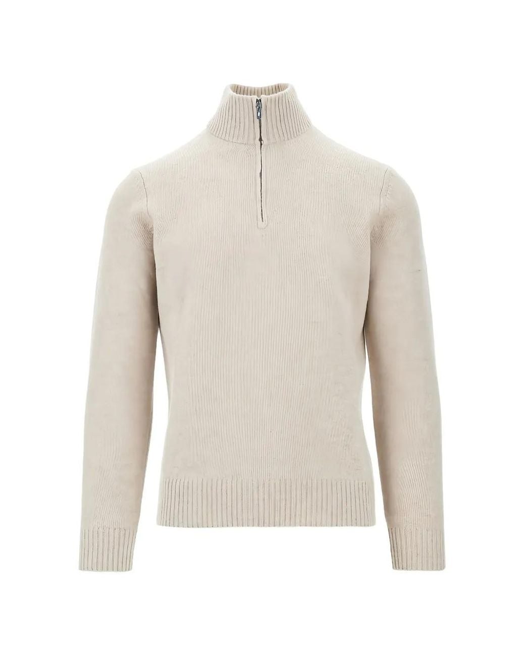 THE M.. White Half-Zip Ribbed-Knit Sweater for men