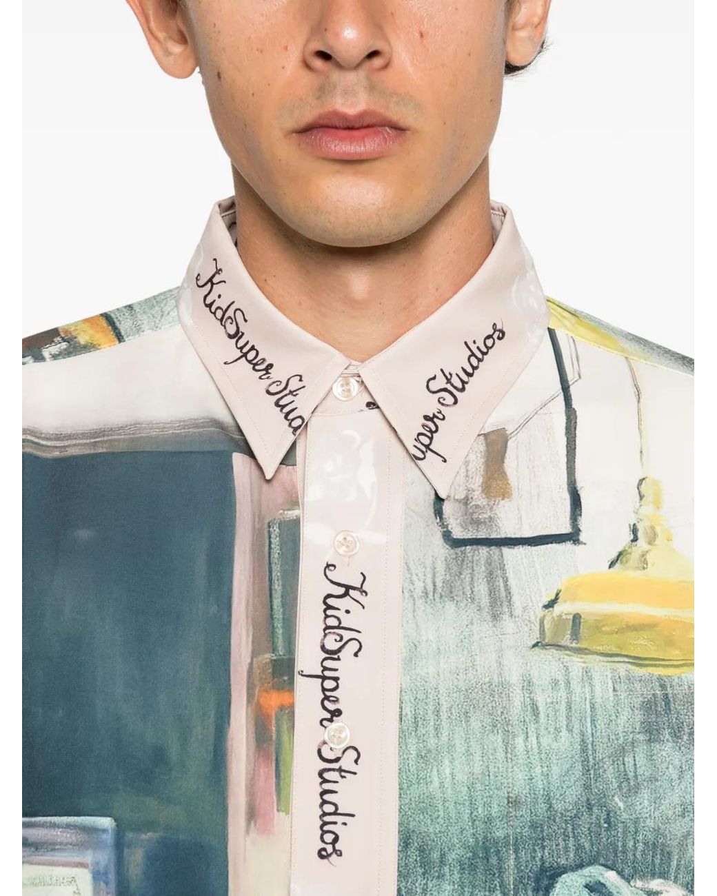 Kidsuper Blue Graphic-Print Button-Up Shirt for men
