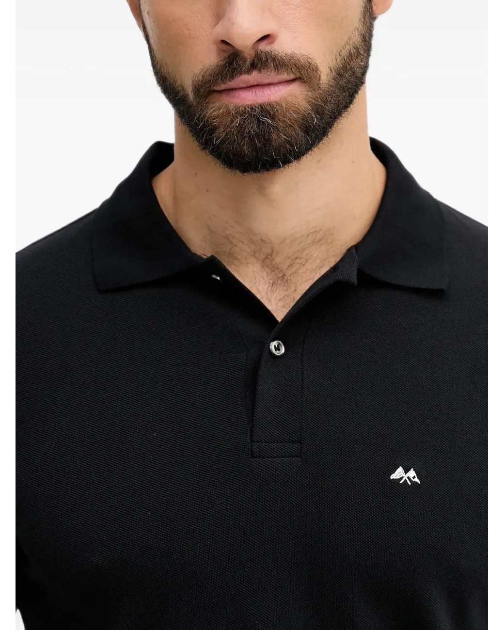 Lindbergh Black Logo-Embroidered Polo Shirt for men