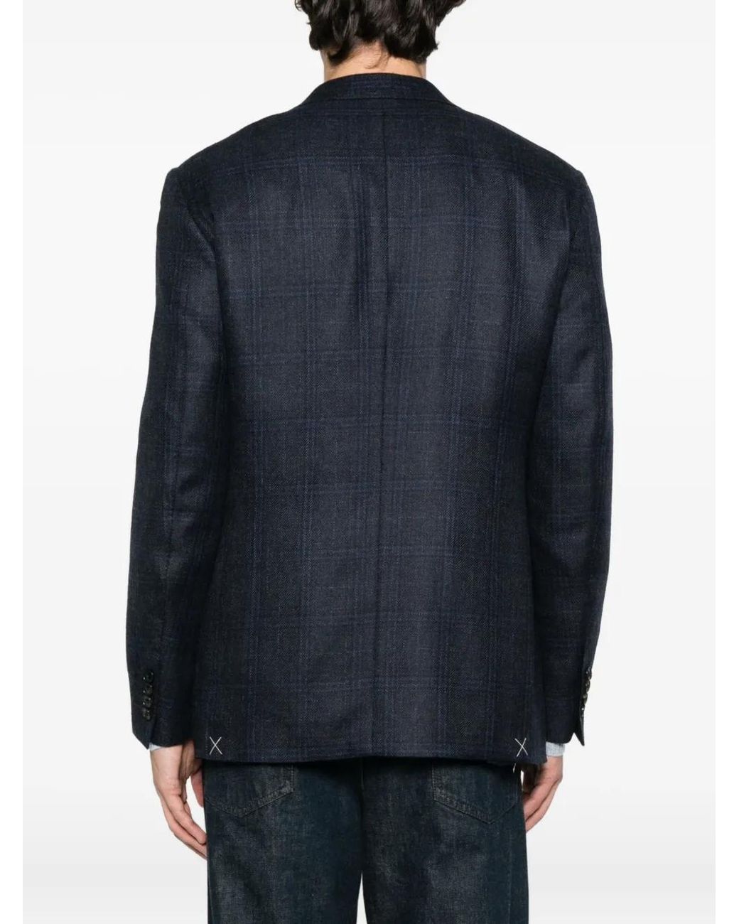 Canali Black Checked Two-Button Blazer for men