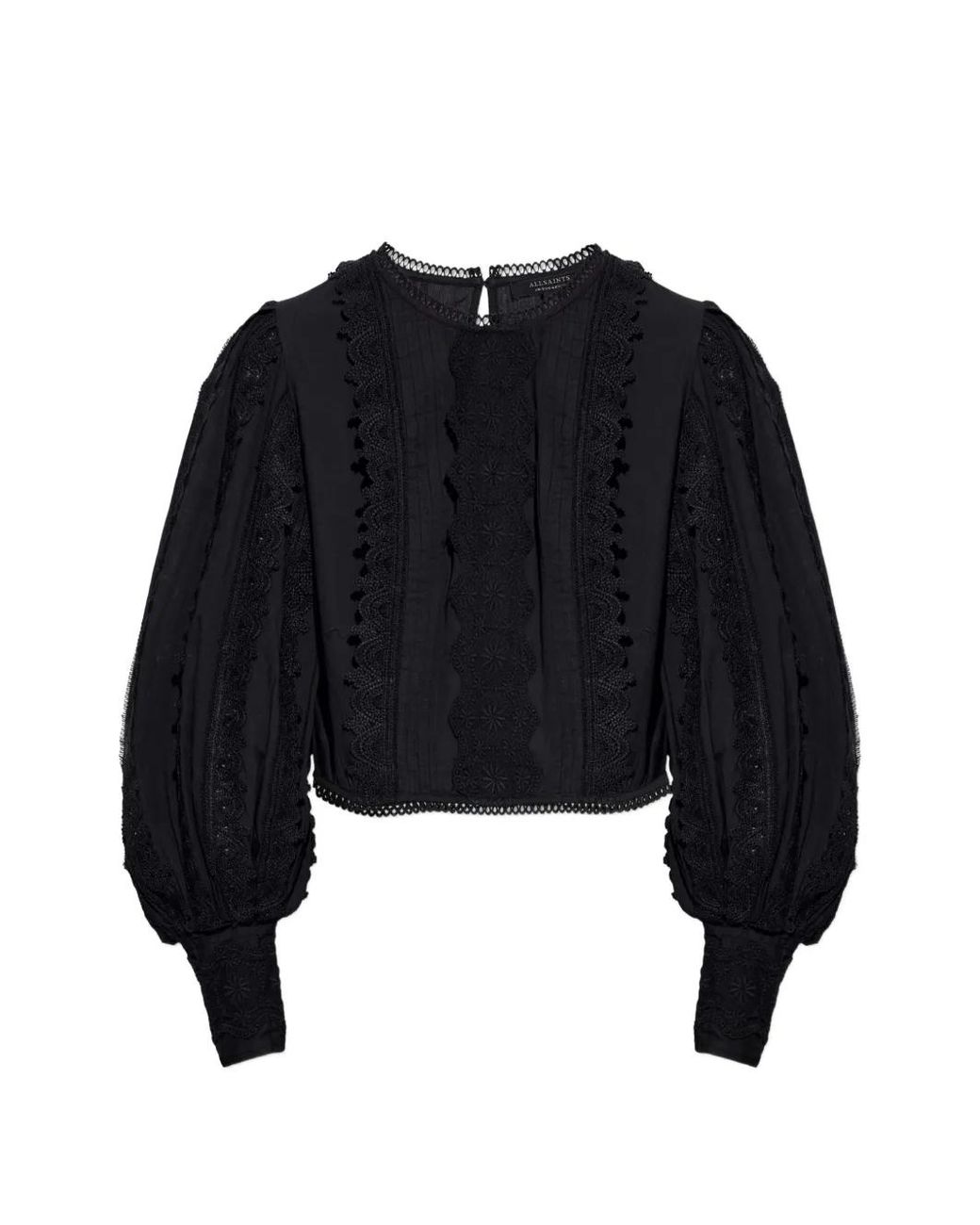 AllSaints Blue Hart Balloon-Sleeve Top