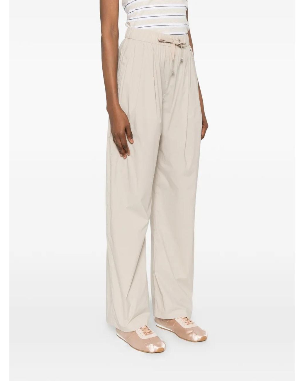 Herno White Drawstring Elasticated-Waist Trousers