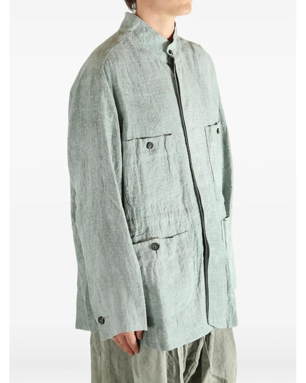Ziggy Chen Blue Linen Shirt Jacket for men