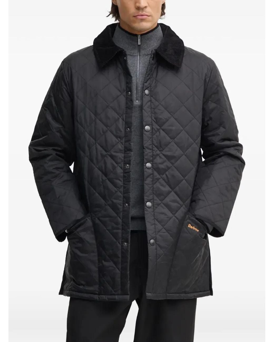 Barbour Black Liddesdale Diamond-Quilt Padded Jacket for men