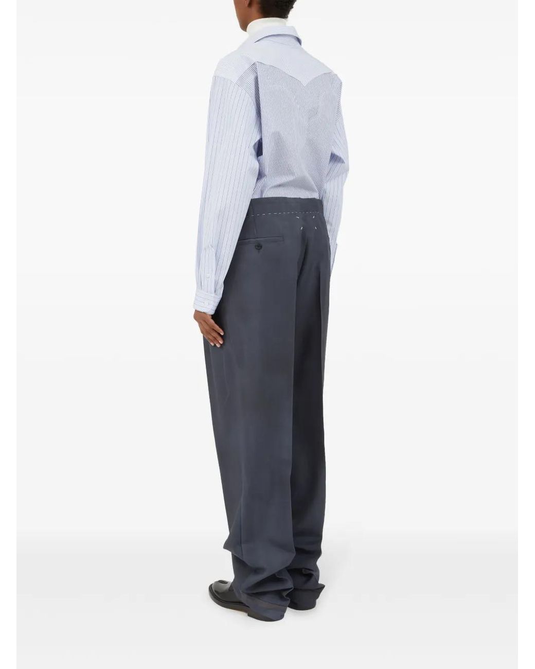 Maison Margiela Gray Charcoal Drawstring Pants With Mid-Rise Waistband And Reinforced Ankles