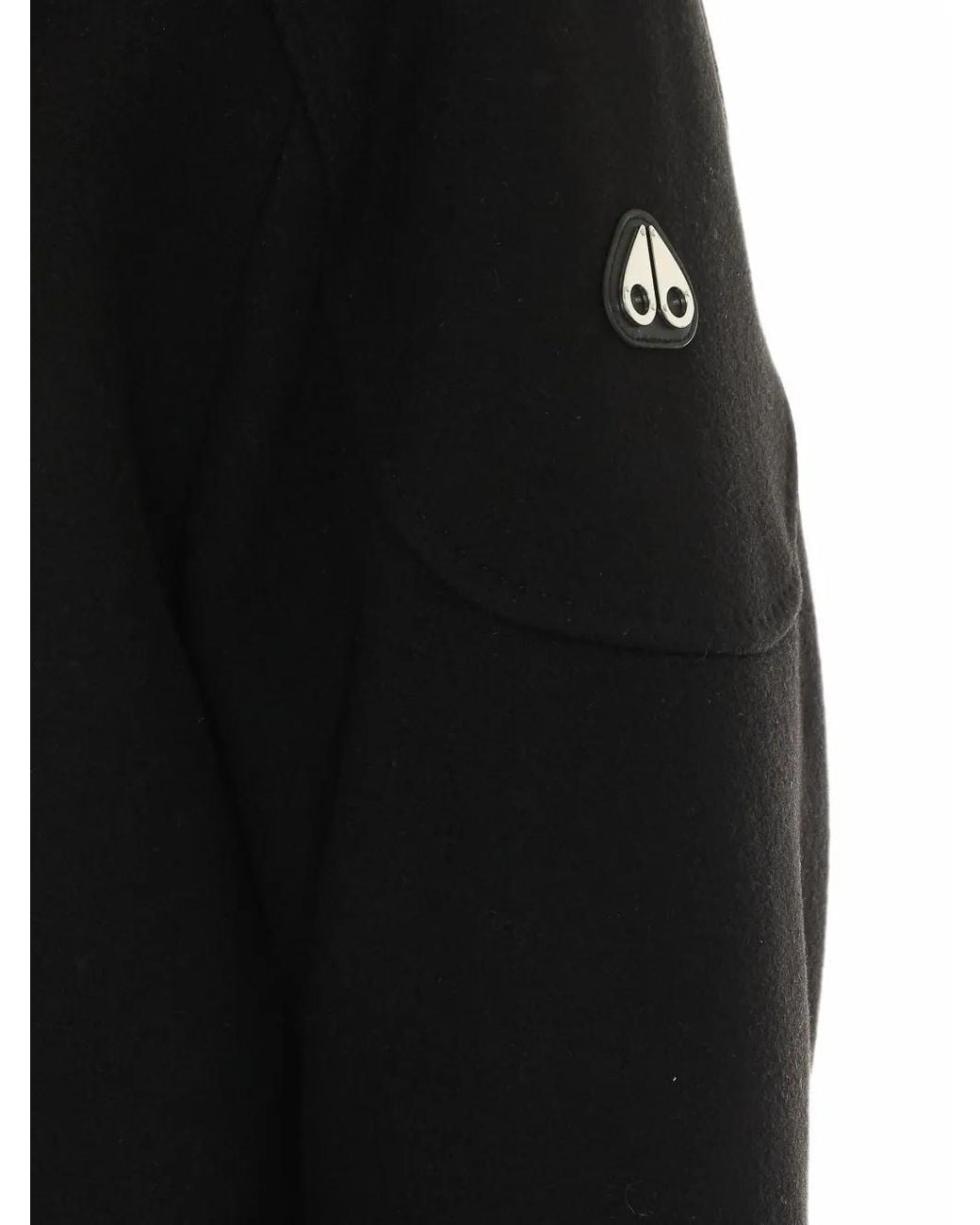 Moose Knuckles Black Asymmetric-Zip Ribbed-Collar Coat