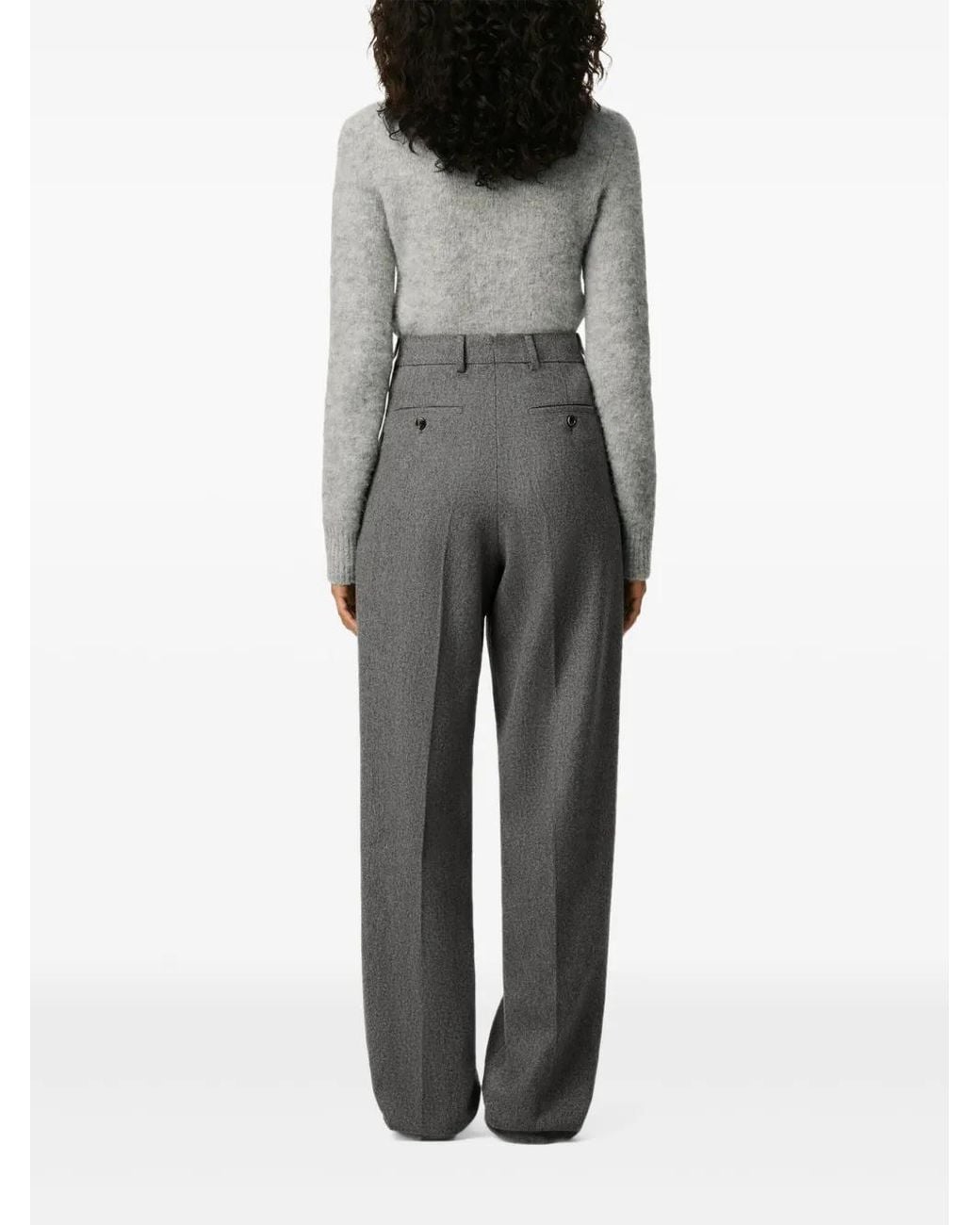 AMI Gray Wide Wool Trousers