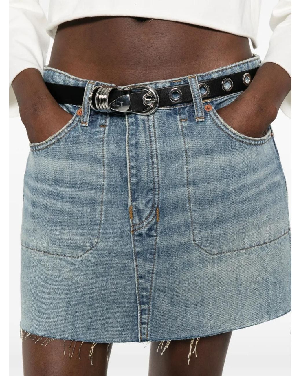 Re/done Blue The Rewind Denim Skirt