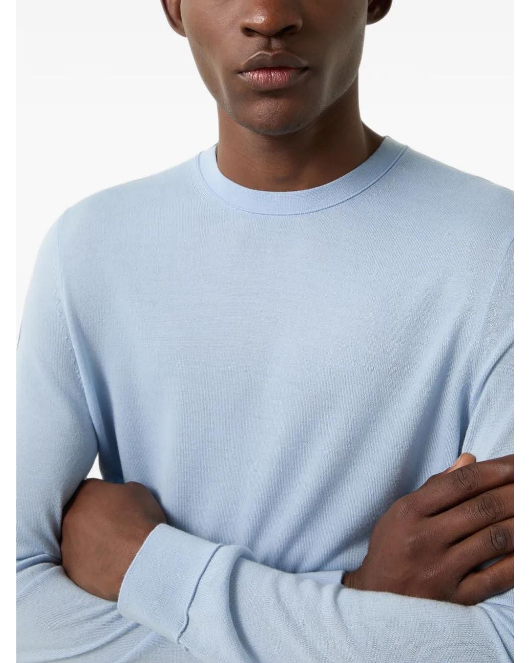 Bogner Blue Ottoman-Detail Crew-Neck Sweater for men