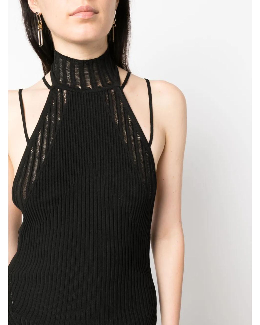 ANDREADAMO Black Halterneck Knitted Midi Dress