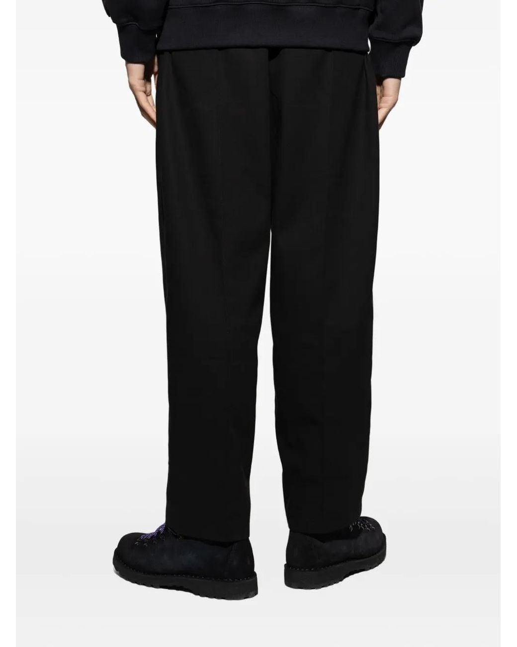 Maison Kitsuné Black Logo-Patch Pants for men