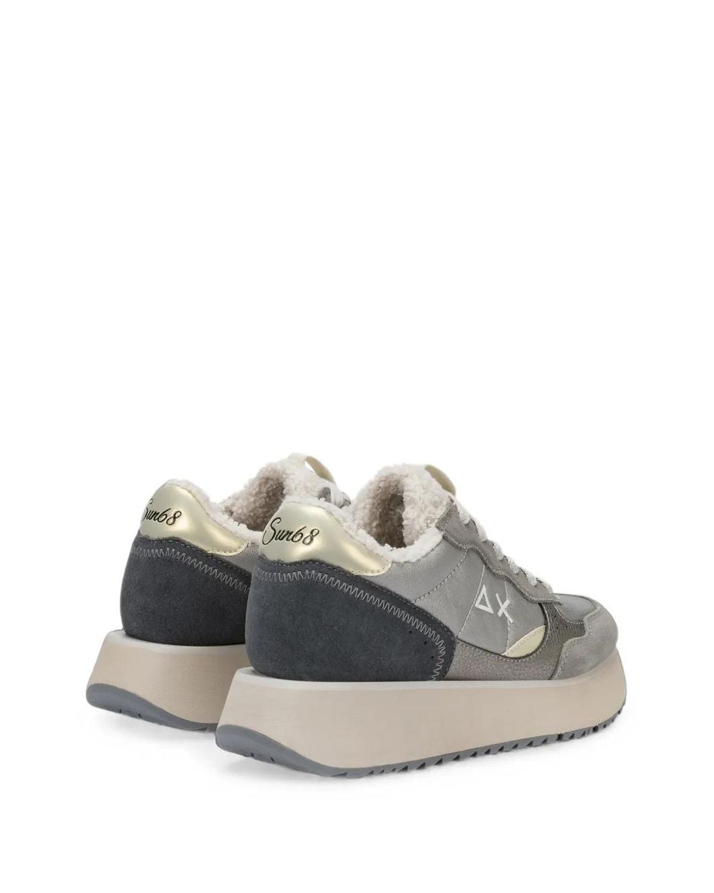 Sun 68 White Big Ally Teddy Platform Panelled Sneakers