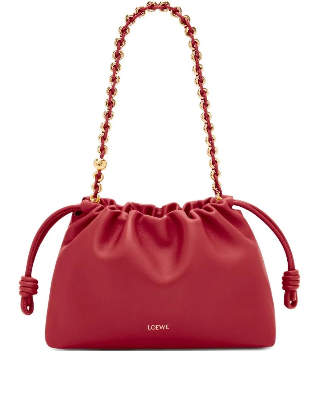 Loewe Red Flamenco Chain Handle Medium Shoulder Bag