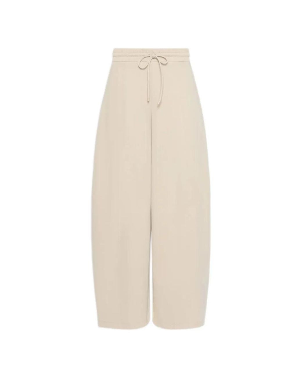 Max Mara White Drawstring Wide-Leg Trousers