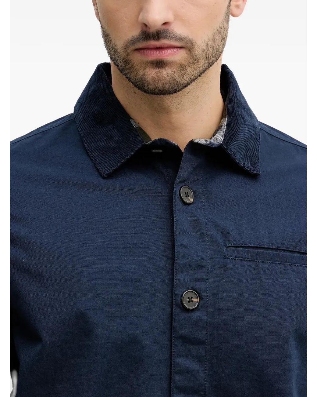 Barbour Blue Button Corduroy Collar Jacket for men