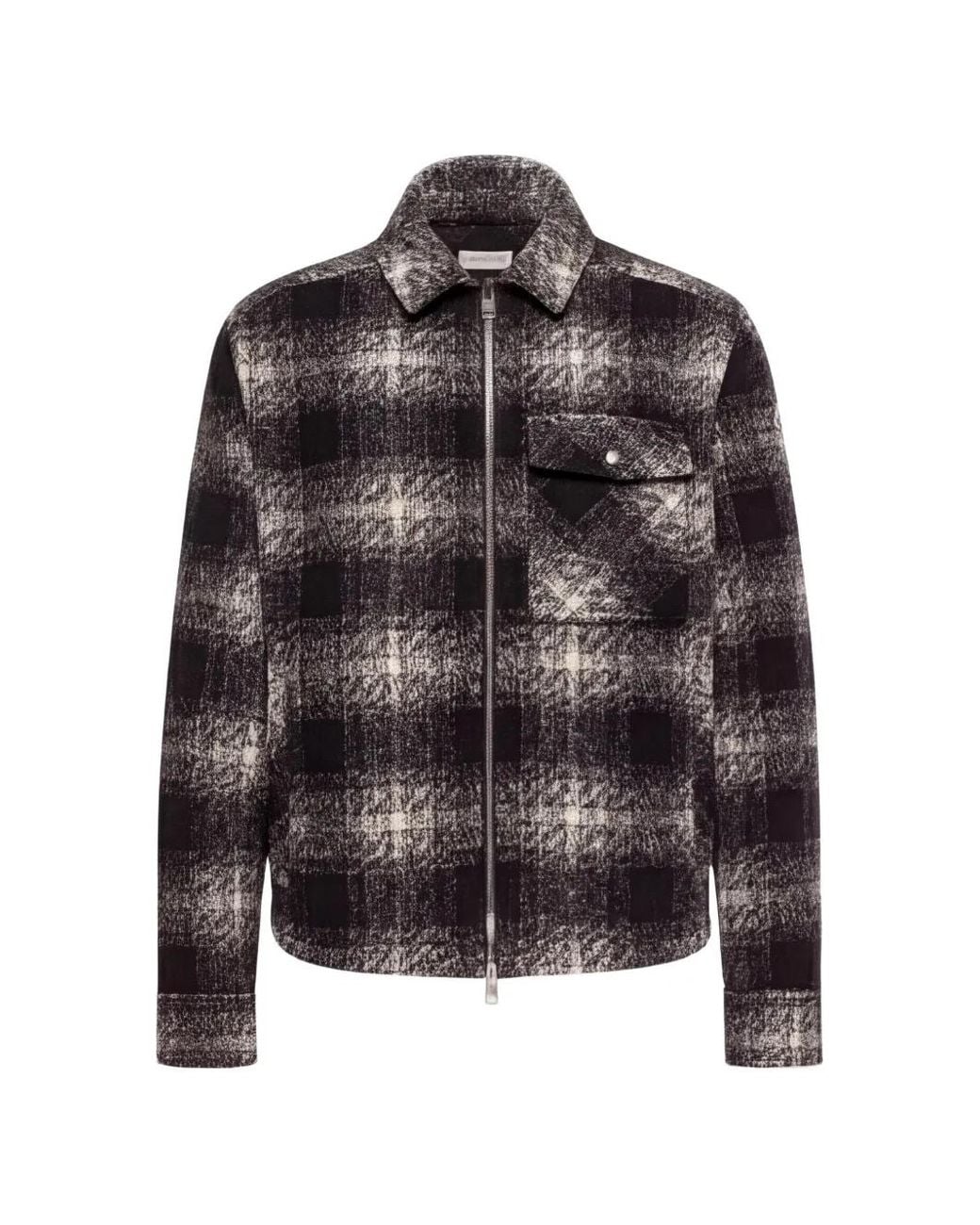 Moncler Black Check Zip-Up Shirt Jacket for men