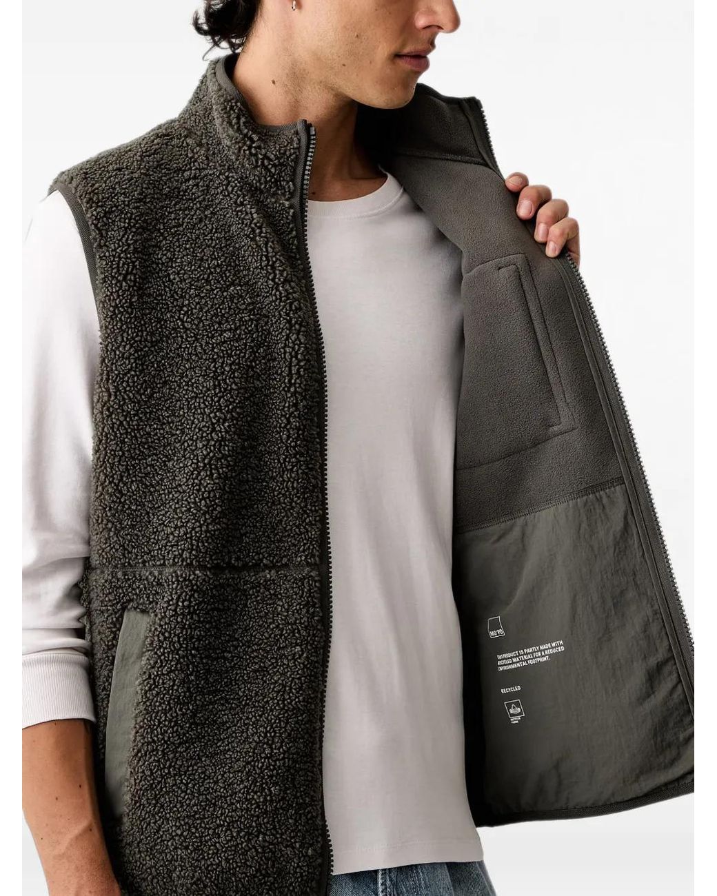 Marc O' Polo Black Fleece Zip-Up Gilet for men