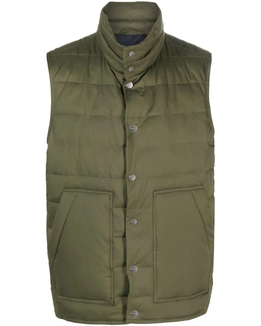Kiton Green Mock-Neck Padded Gilet for men