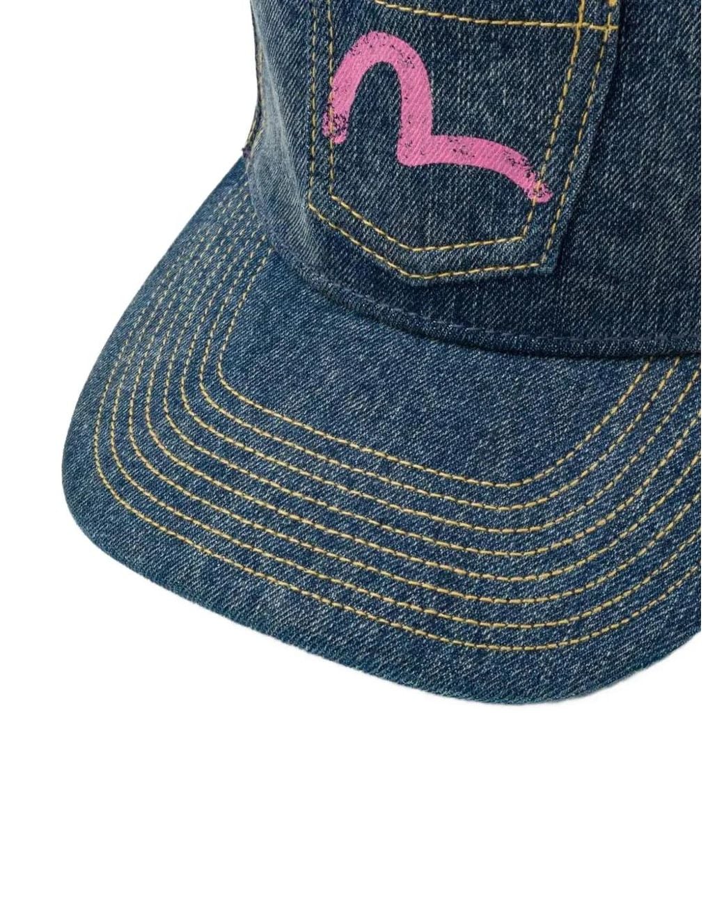 Evisu Blue Seagull-Print Patch-Pocket Cap