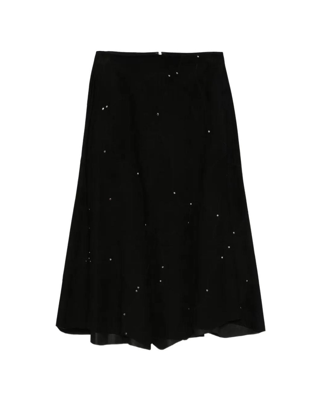 Chloé Black Crystal-Embellished A-Line Midi Skirt