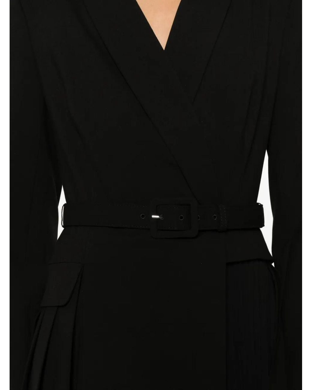 Jonathan Simkhai Black Alexandra Double-Breasted Pleated Midi Dress