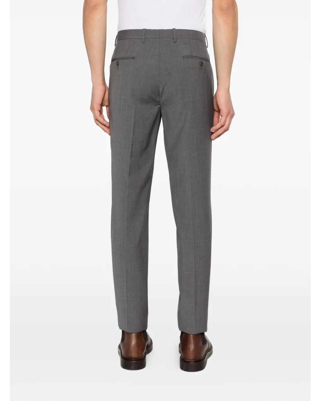 Zegna Gray Belt-Loops Trousers for men