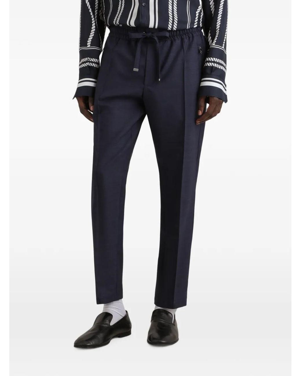Dolce & Gabbana Blue Virgin-Wool Jogging Trousers for men