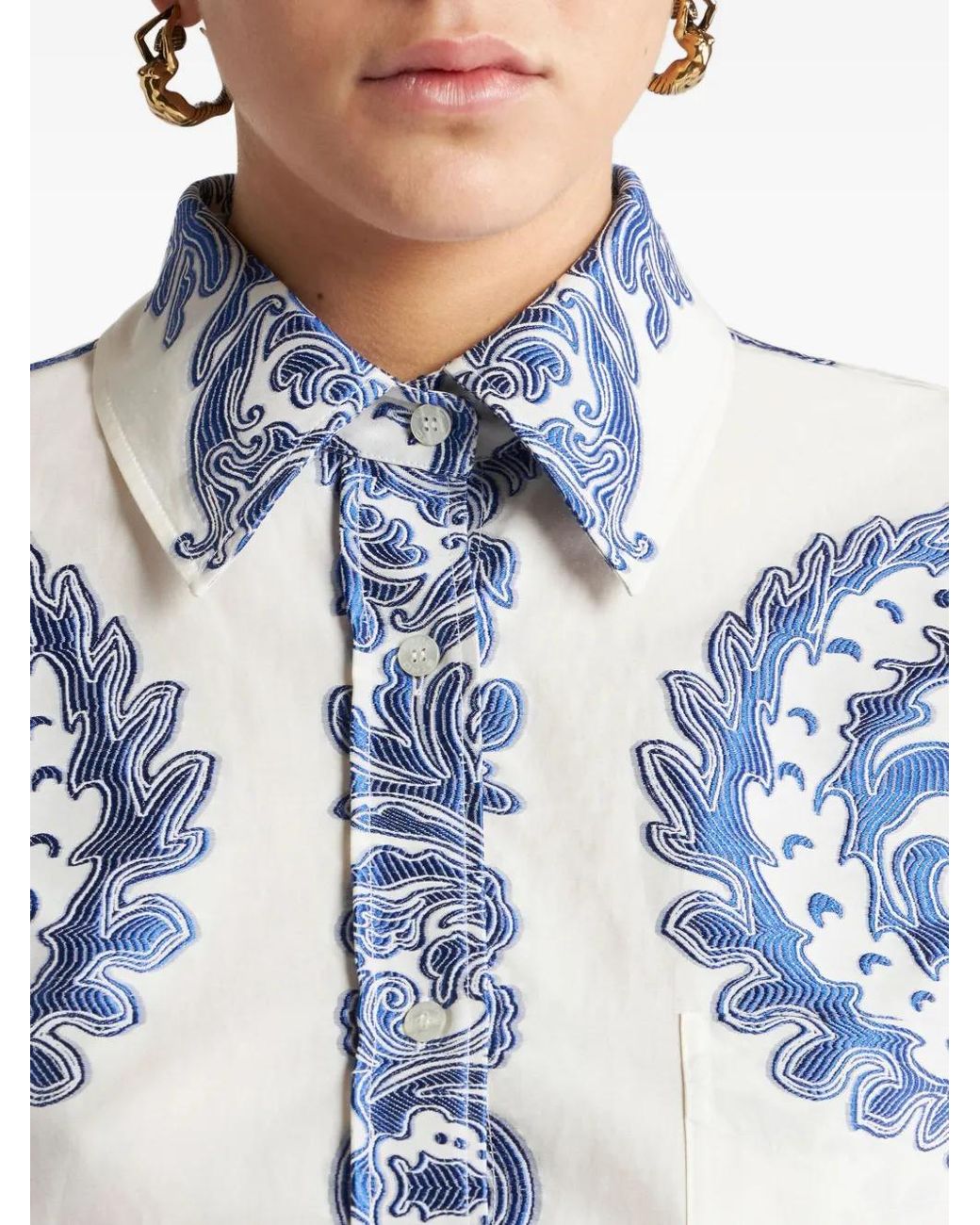 Etro Blue Floral-Print Shirt
