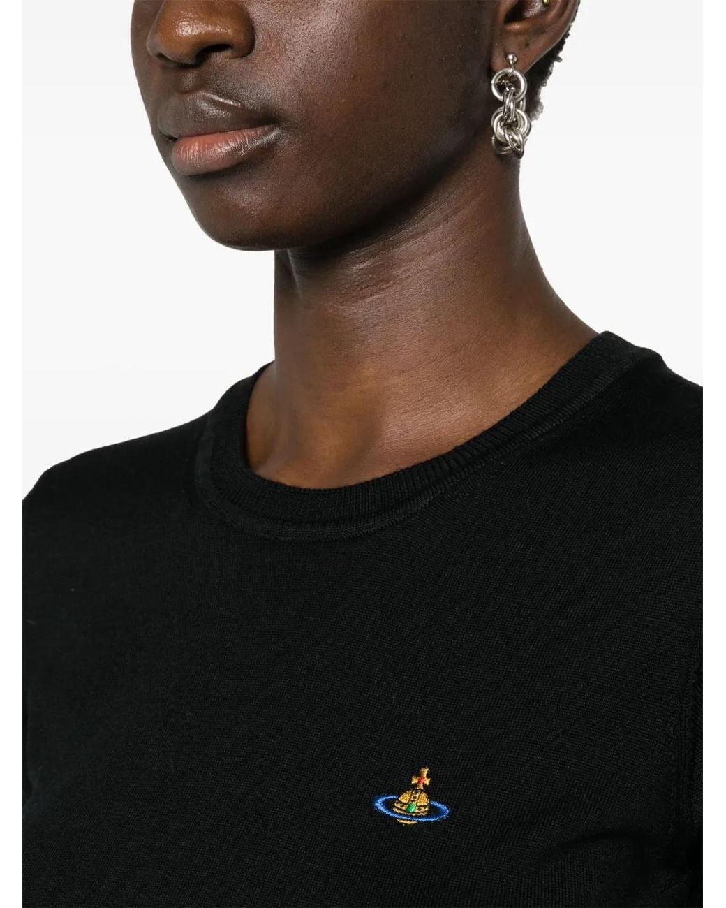 Vivienne Westwood Black Merino Wool-Silk Blend Knit Top