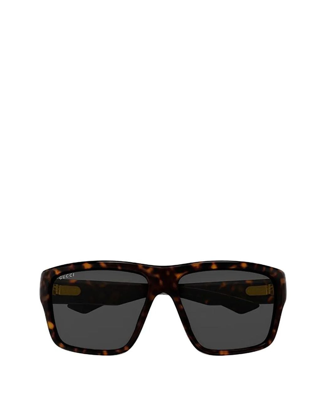 Gucci Black Tortoiseshell-Effect Rectangle-Frame Sunglasses