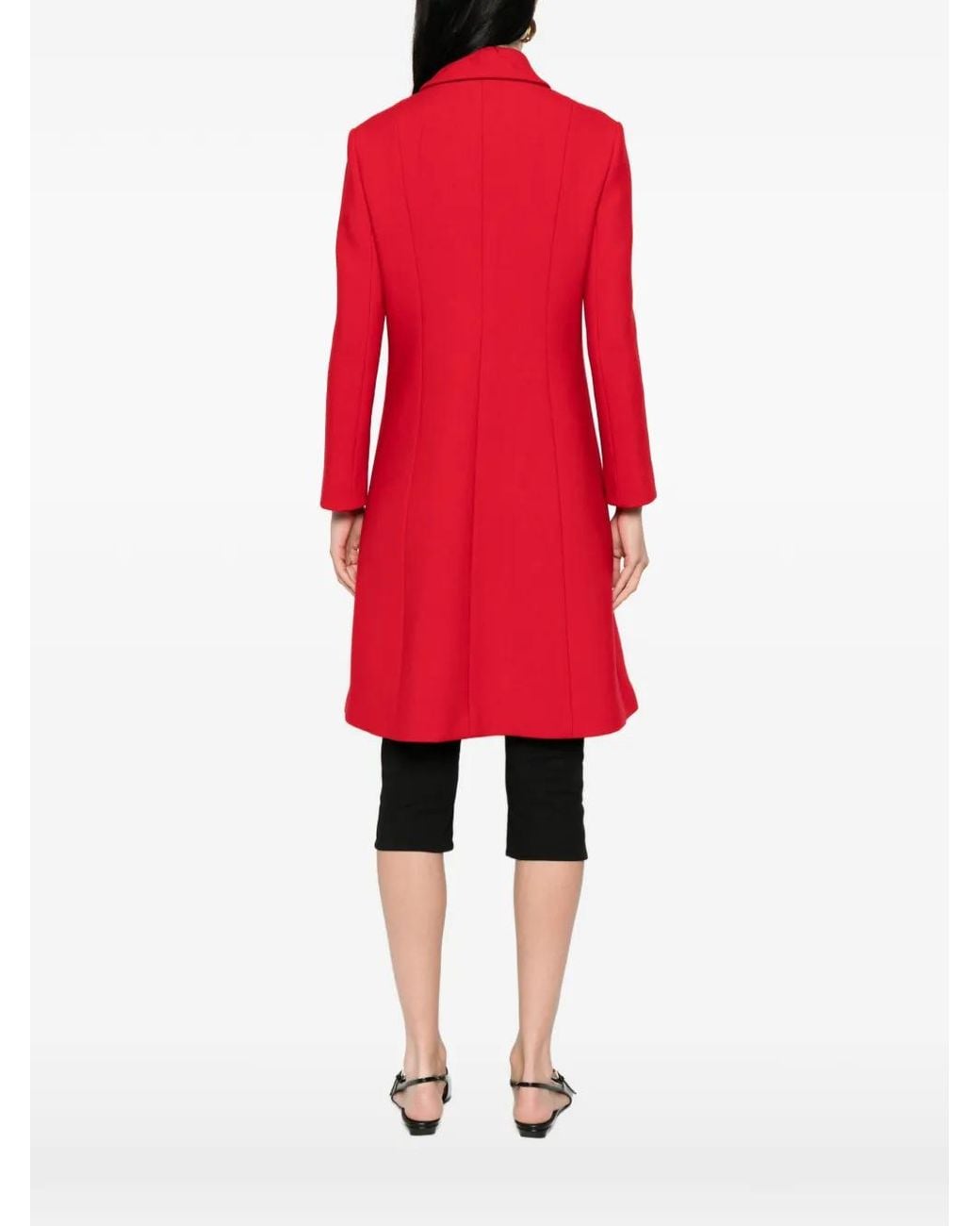 Gucci Red Wool Natté Coat With Double G Button