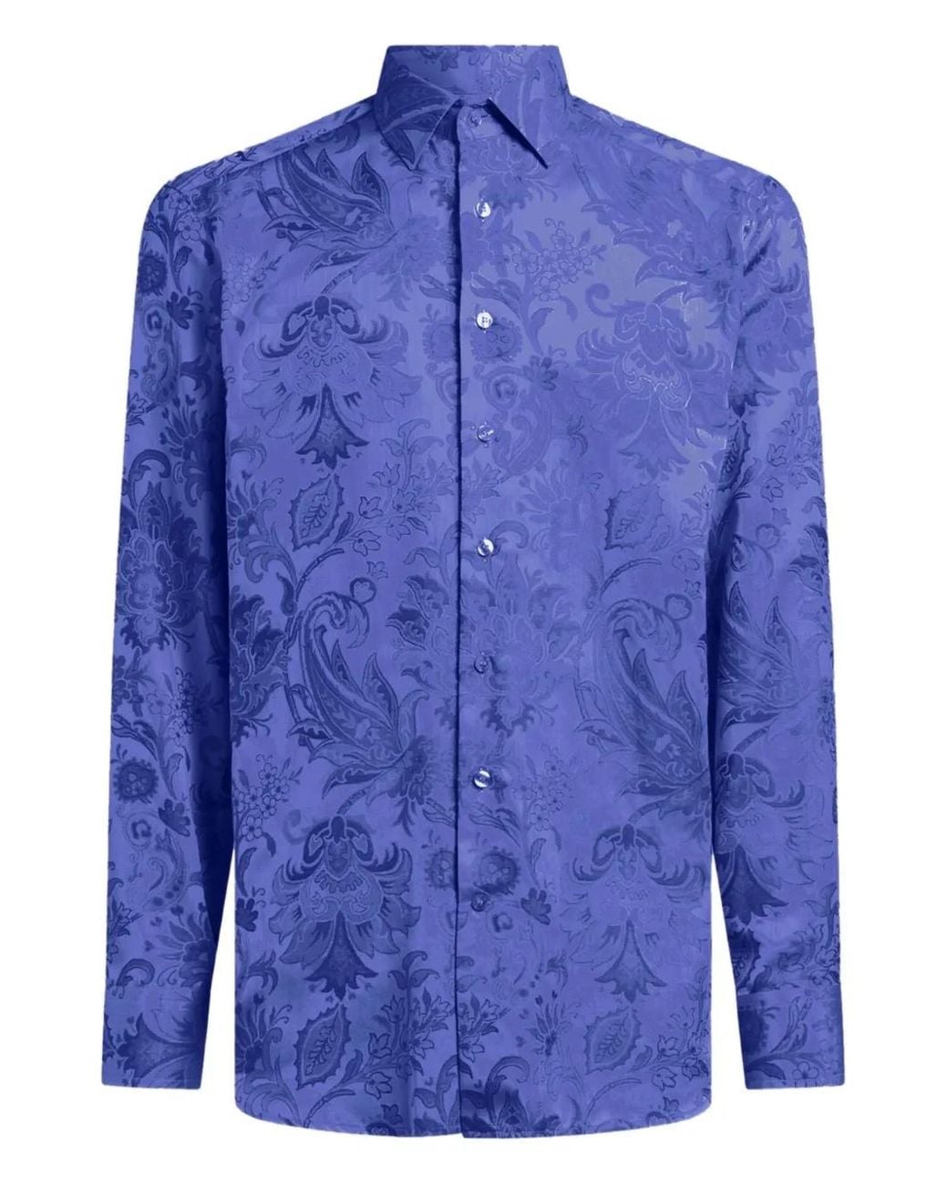 Etro Blue Cotton Jacquard Shirt for men