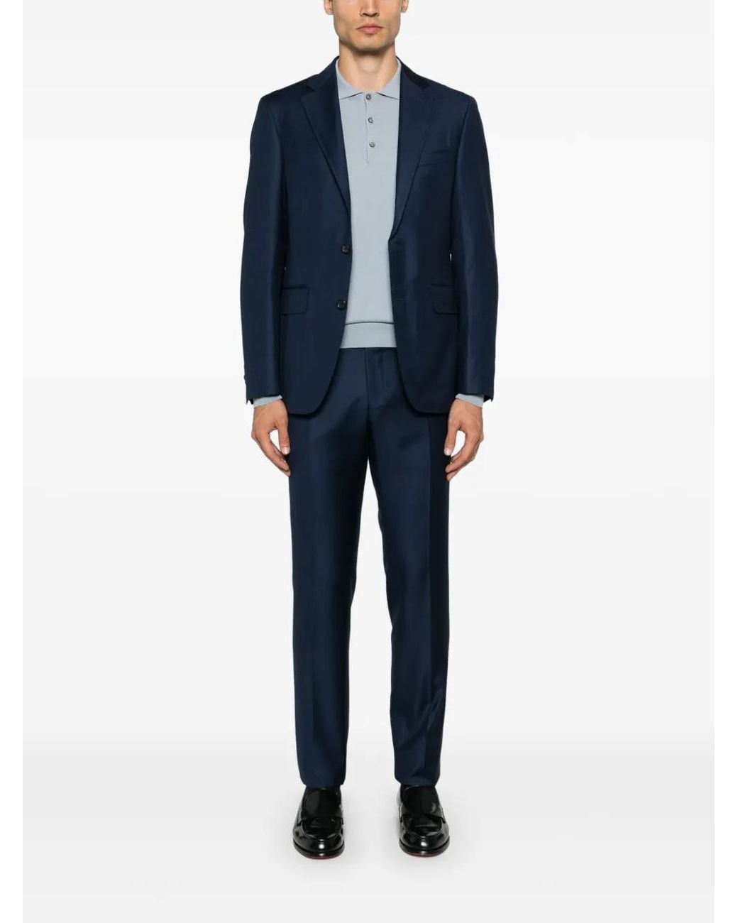 Canali Blue Single-Breasted Suit for men