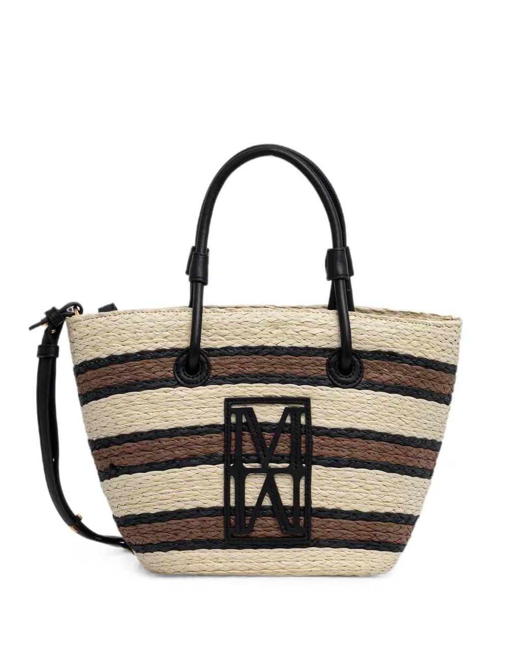 Marc O' Polo Black Striped Woven Tote Bag
