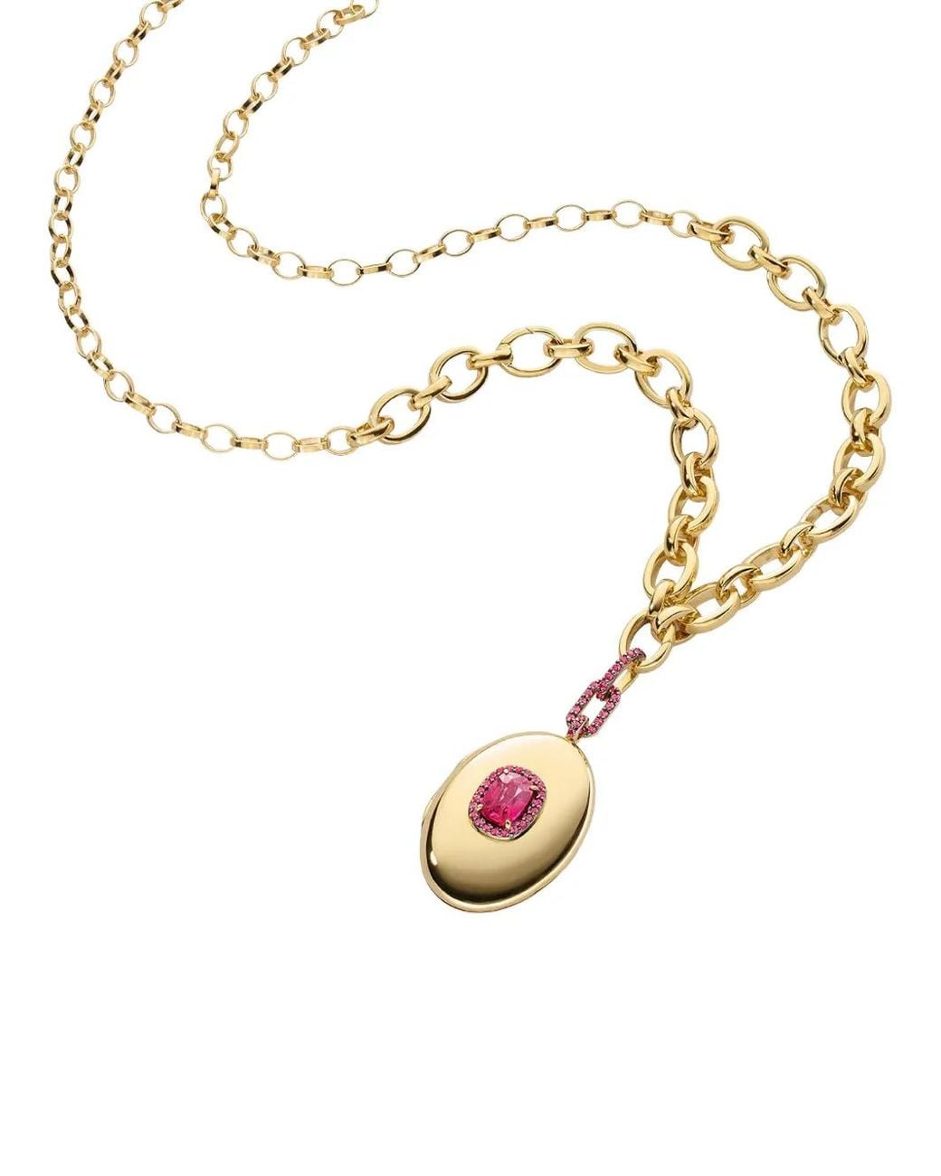 Monica Rich Kosann White Ruby Oval Locket Necklace