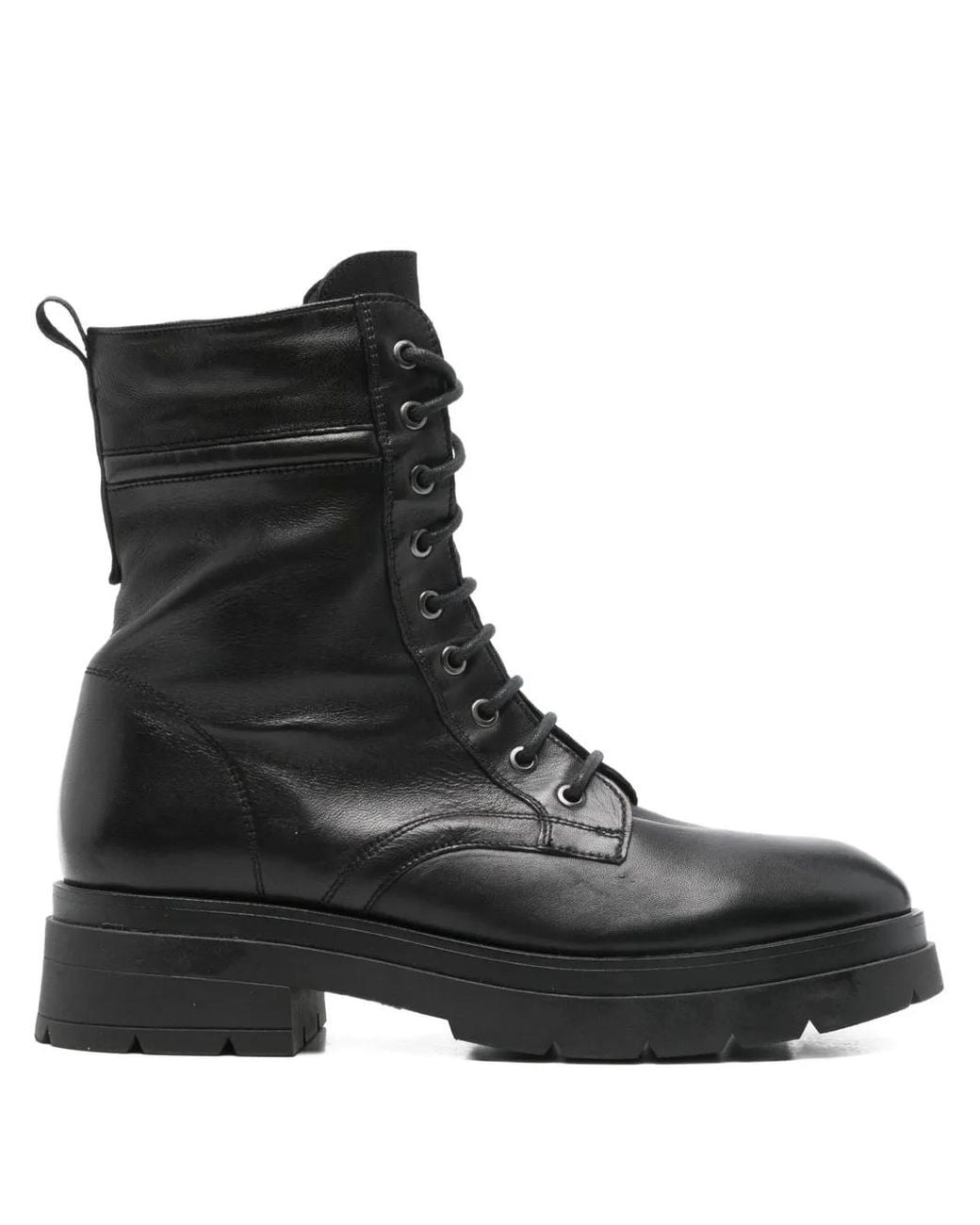 Marc O' Polo Black Lace-Up Leather Boots