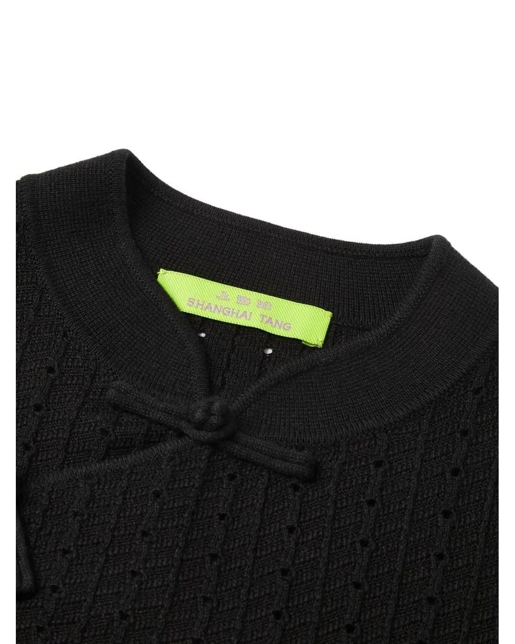 Shanghai Tang Black Qipao Knitted Top