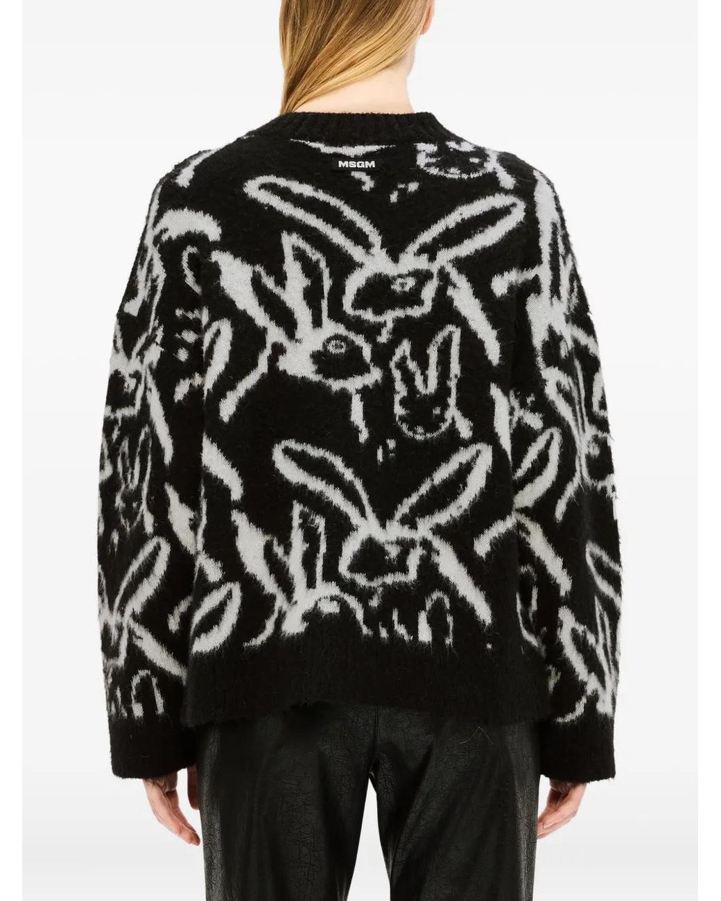 MSGM Black Rabbit-Print Sweatshirt