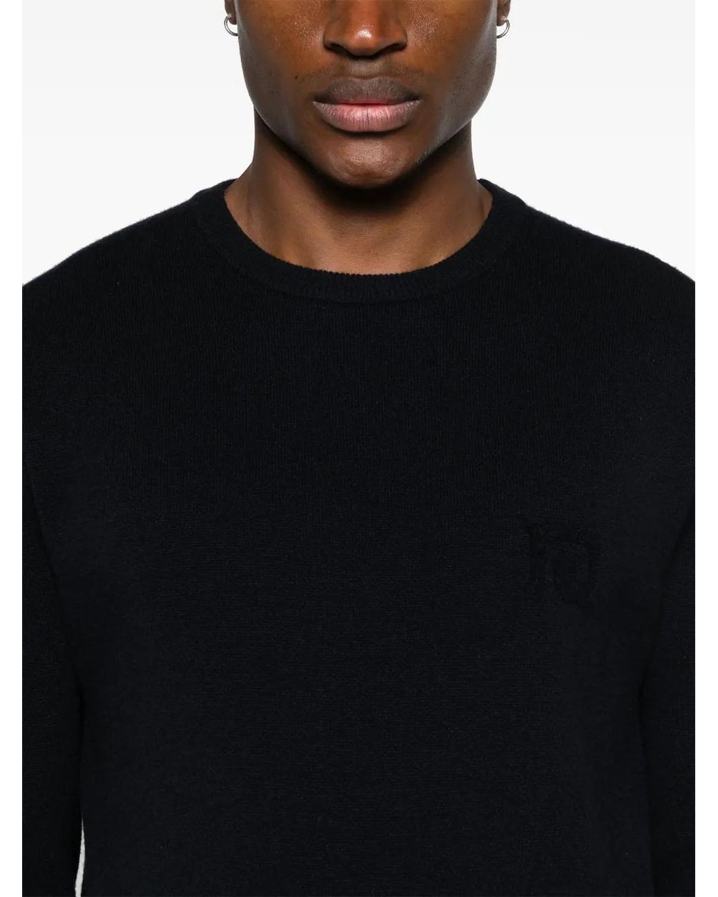Nanushka Black Motif-Embroidered Wool Jumper for men