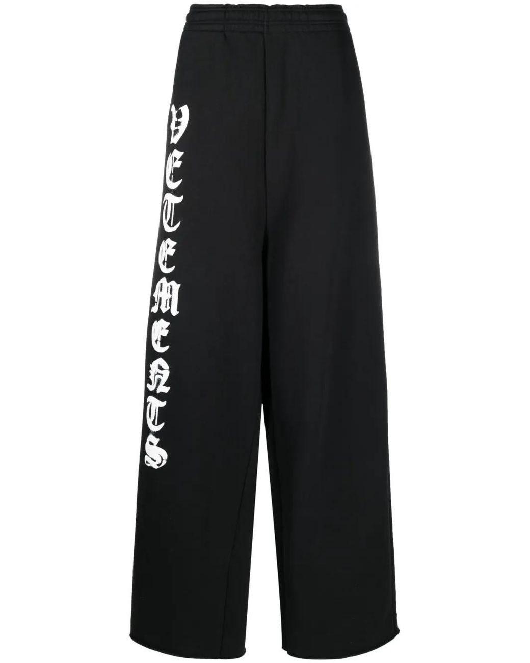 Vetements Black Logo-Print Wide-Leg Track Pants for men