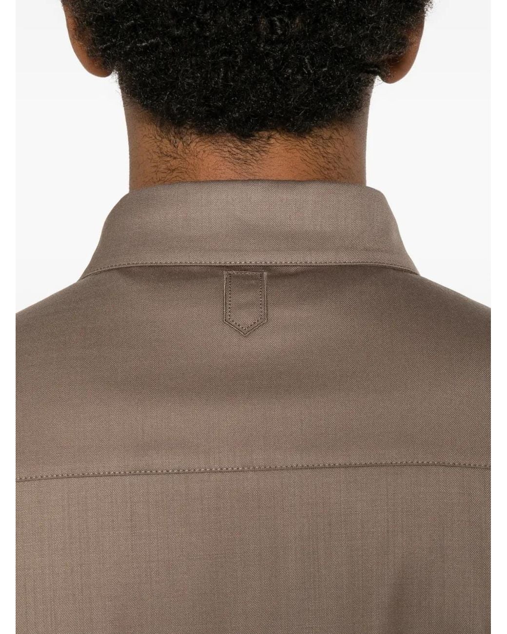 Canali Brown Button-Up Chest-Pocket Shirt Jacket for men