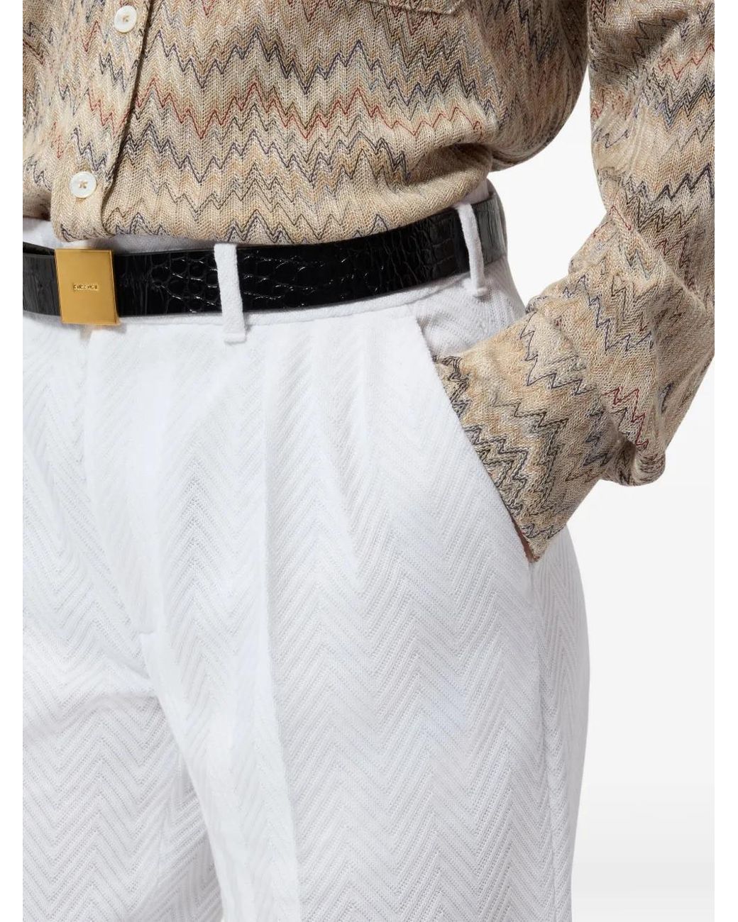 Missoni White Pantalon Évasé À Motif De Chevrons