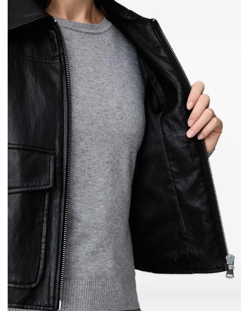 Sisley Black Flap-Pocket Zip-Up Jacket