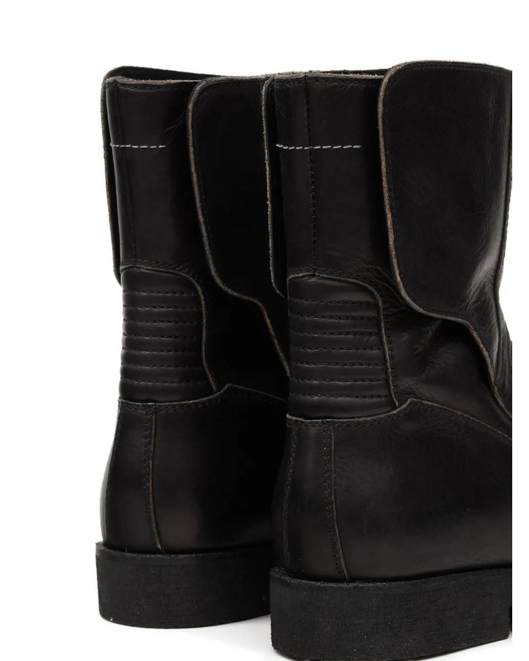 MM6 by Maison Margiela Black Leather Ankle Boot for men