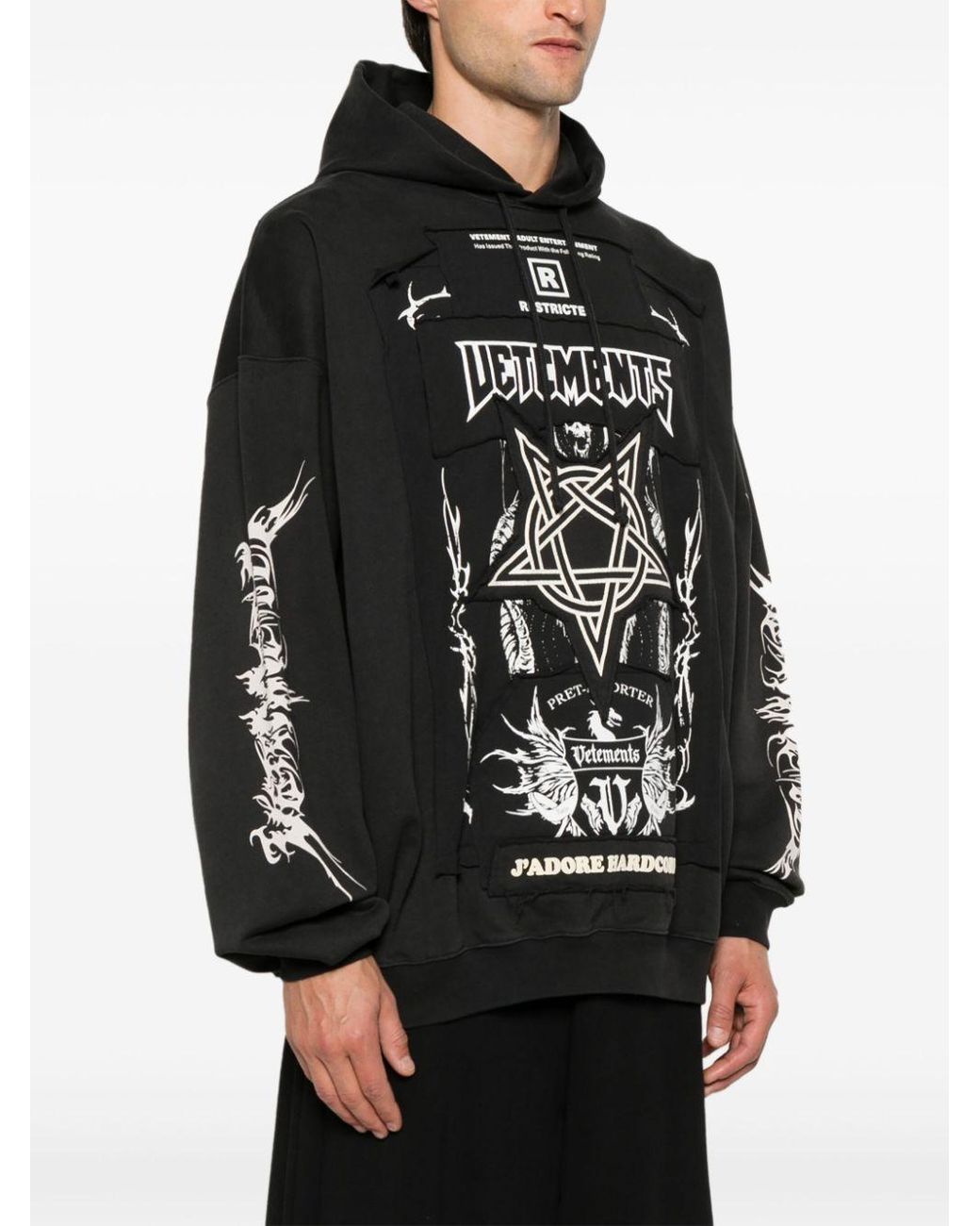 vetements-black-Patched-Hoodie