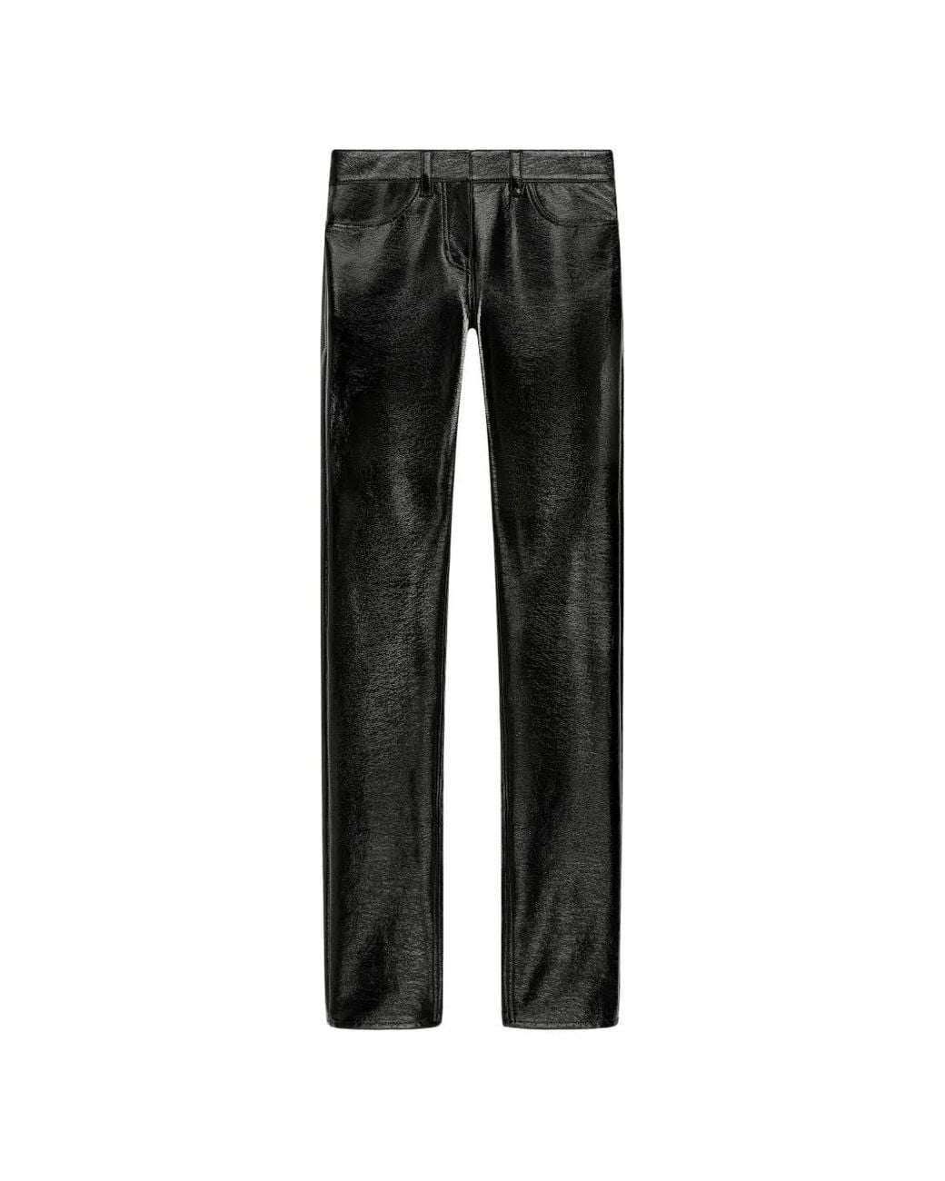 Courreges Black Vinyl Straight-Leg Trousers