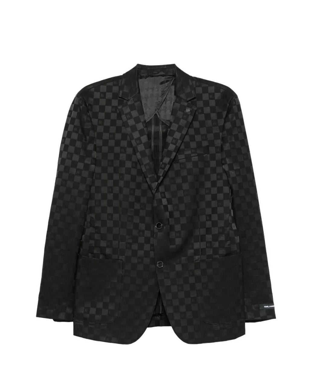 Karl Lagerfeld Black Smart Check-Pattern Blazer for men