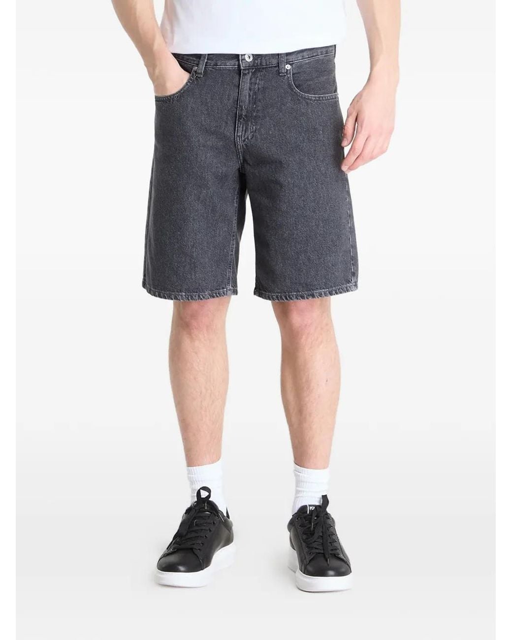 Karl Lagerfeld Blue Logo-Detail Denim Shorts for men