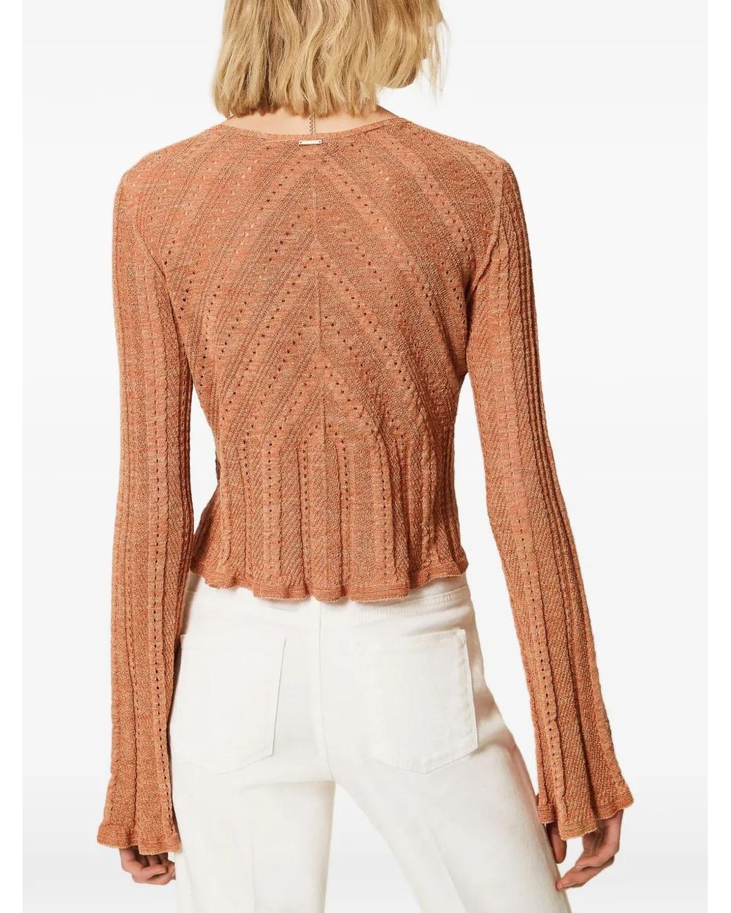 Twinset White Tie-Front Knitted Cardigan